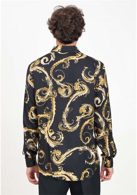 Black elegant men's shirt embellished with Barocco motifs VERSACE JEANS COUTURE | 77GAL2R0NS508G89